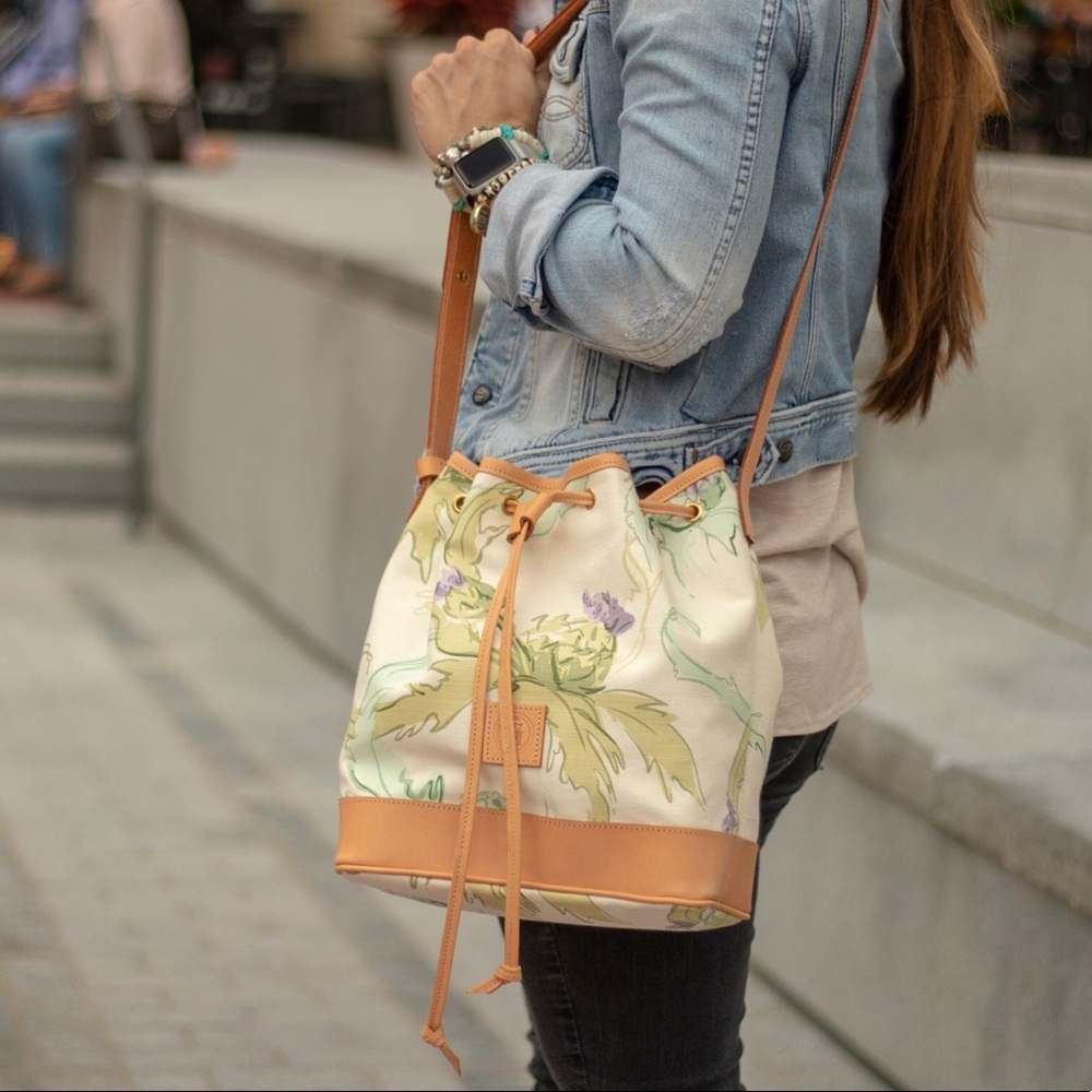 Emmett Malouf Bucket Bag w/ Artichoke Bloom